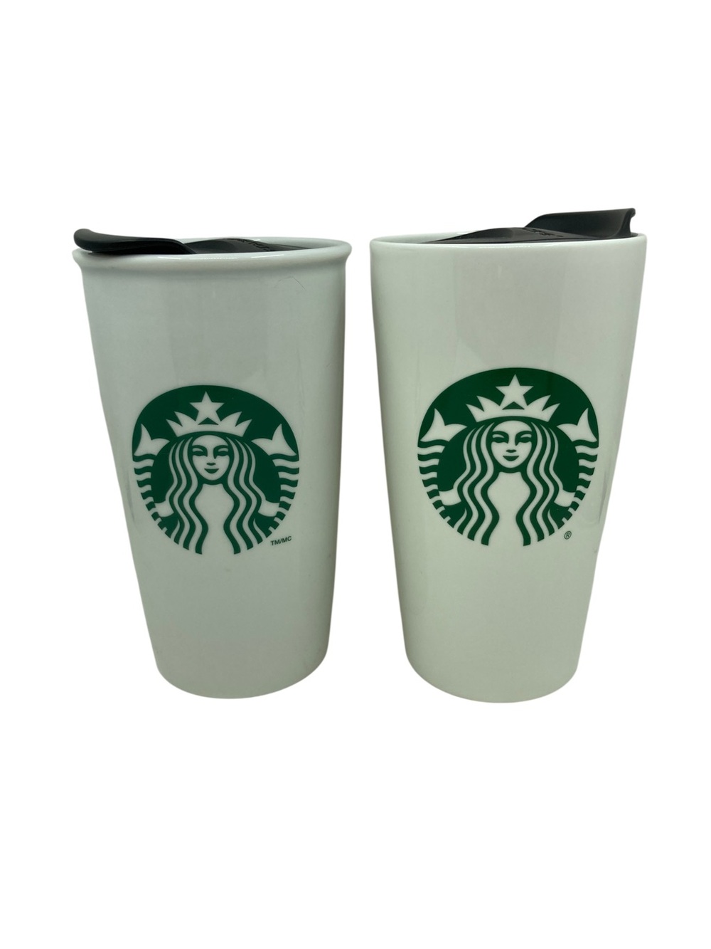Starbucks Siren Green White Travel Mugs Set of 2